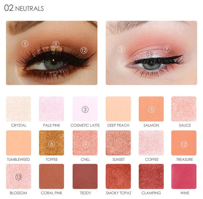 Focallure Pro - 18 Colors Glitter and Matte Eyeshadow