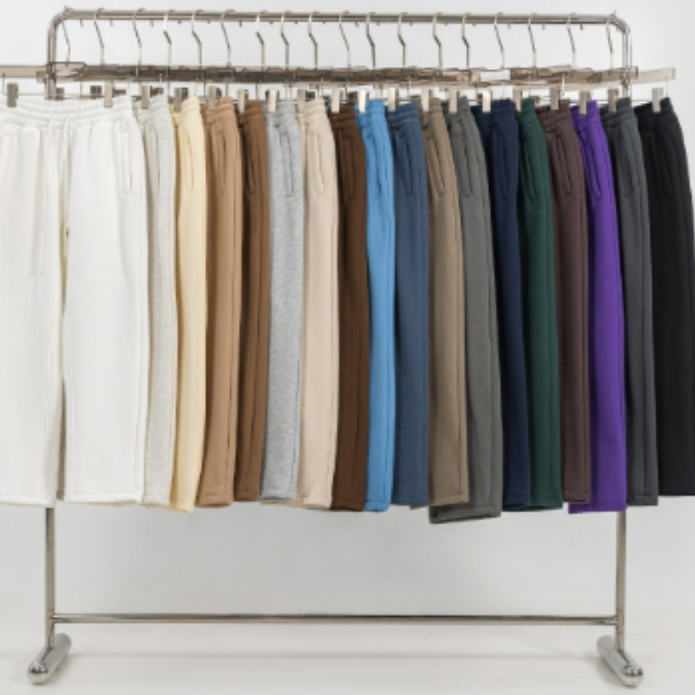 Autumn And Winter Youth Solid Color Loose Sports Pants With Thick Velvet