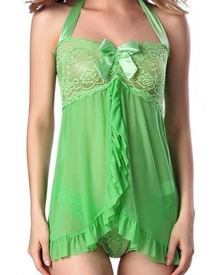 Halter Women's Multi-color Mesh Large Size Low-cut Pajamas