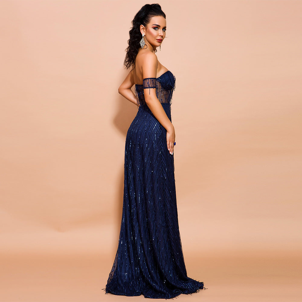 Backless fringed dress