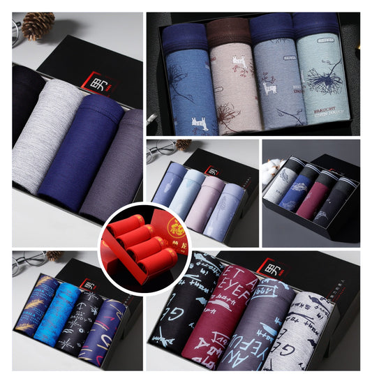Non-marking ice silk modal men's boxer briefs 4 boxes