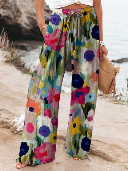 Hot Selling Wide Leg Colorful Graffiti Women's Casual Pants