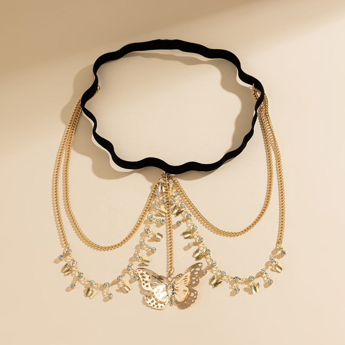 Elastic Band Leg Bracelet Green Painted Butterfly