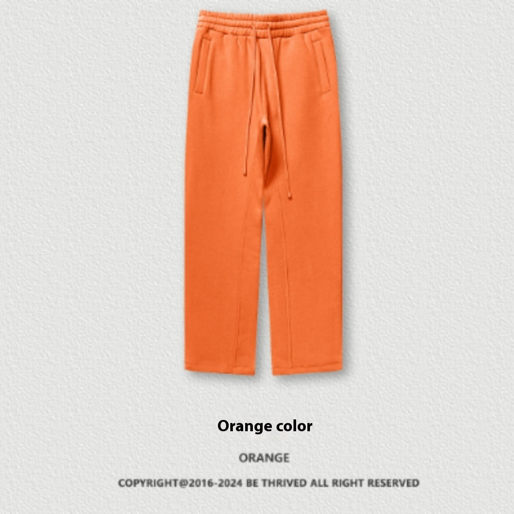 Autumn And Winter Youth Solid Color Loose Sports Pants With Thick Velvet