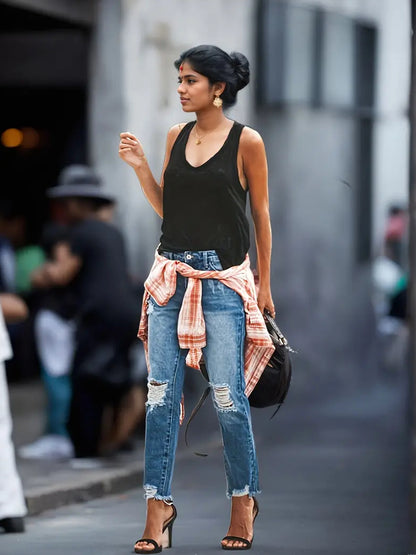 Stretchy Boyfriend Jeans For Women - Ripped, Distressed, Comfortable Denim Pants With Five-Pocket Design, Faded Wash, And Relaxed Fit Amazon Don't Sell