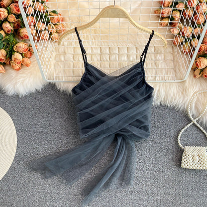 Sling Hong Kong-style Bow Backless Hot Girl Top Vest