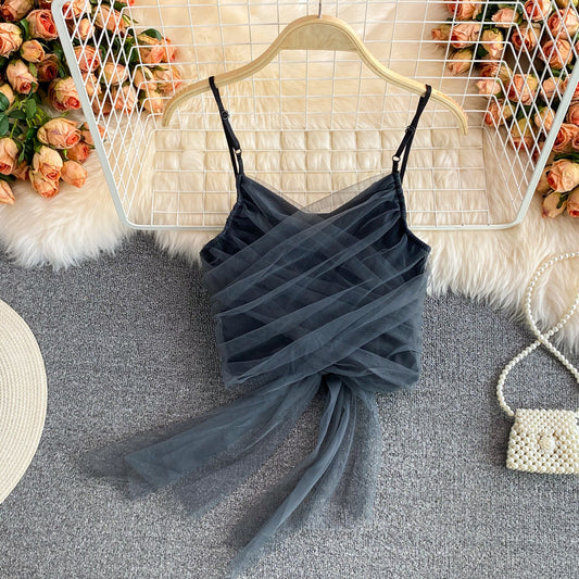 Sling Hong Kong-style Bow Backless Hot Girl Top Vest