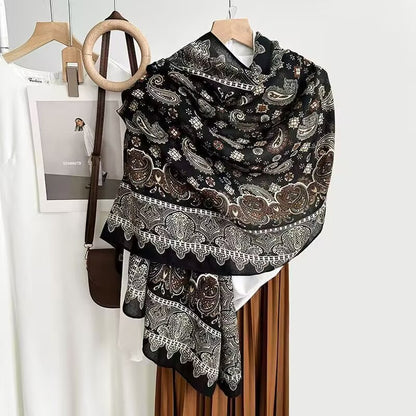 Cotton And Linen Scarf Thin And Silky Shawl Travel Sun-proof Beach Towel For Women