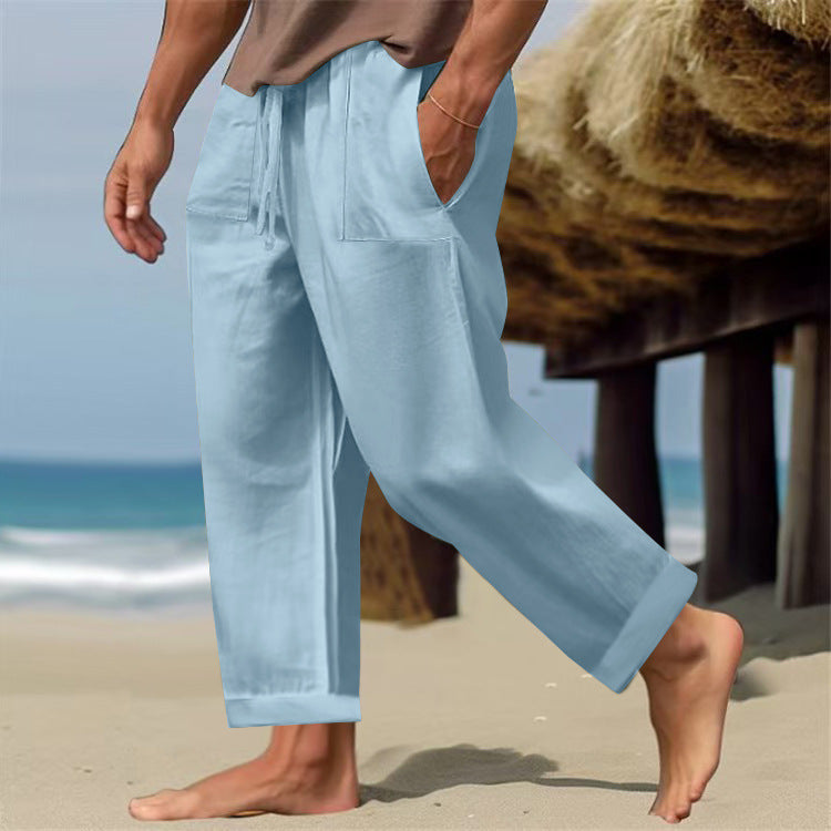 Men's Linen Pure Color Comfort Breathable Casual Pants