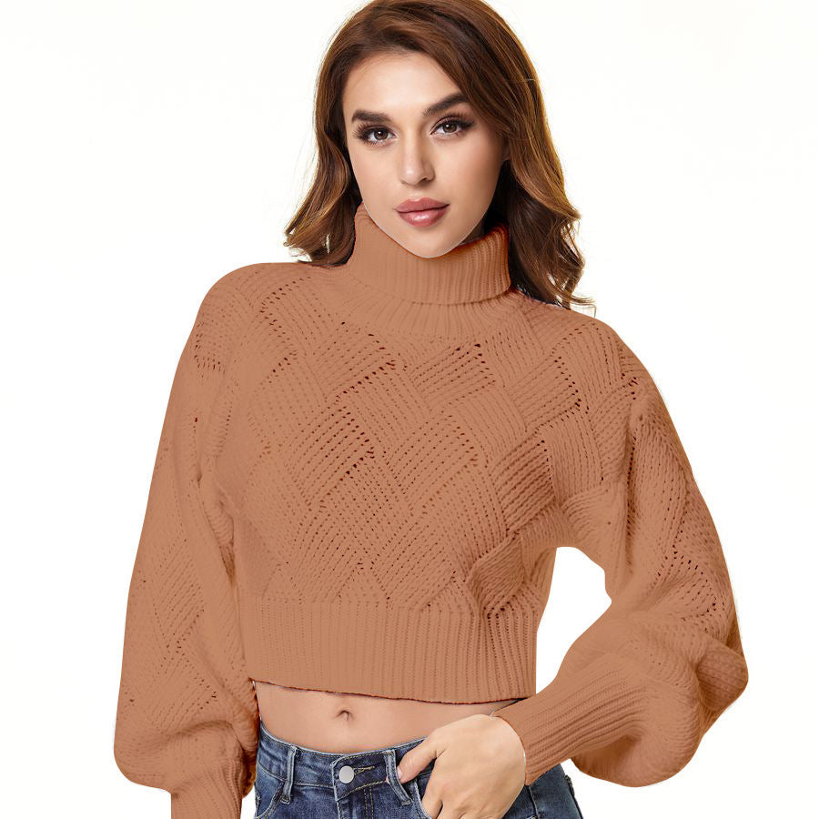 Women's Loose Solid Color Turtleneck Sweater