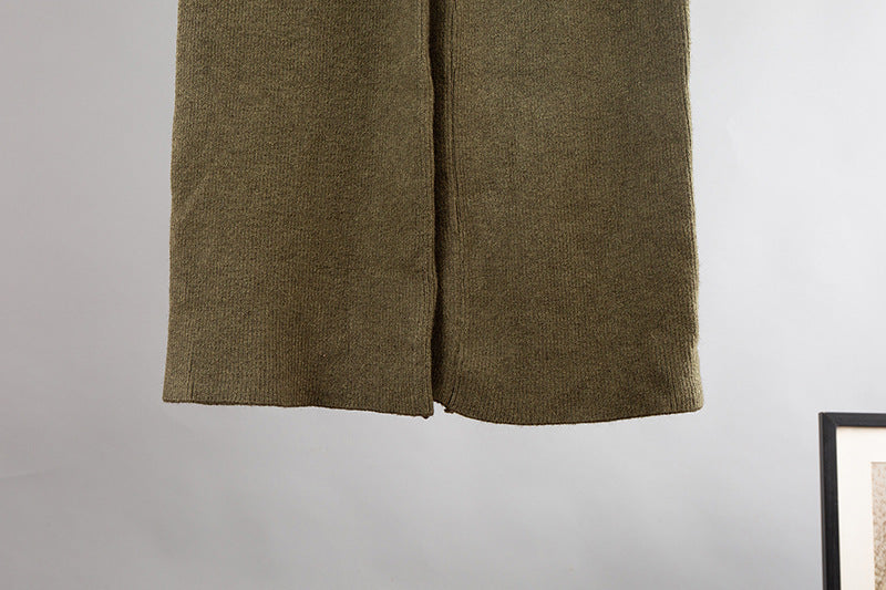 V-neck Cardigan Sweater Wide-leg Pants Suit