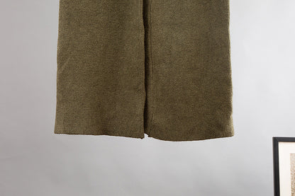 V-neck Cardigan Sweater Wide-leg Pants Suit