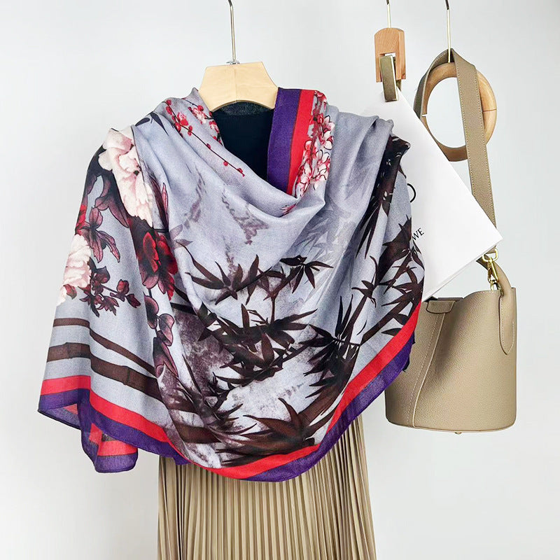 Cotton And Linen Scarf Thin And Silky Shawl Travel Sun-proof Beach Towel For Women