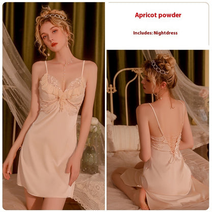 Backless Lace Up Chest Pad Pajamas Sweet Spaghetti-strap