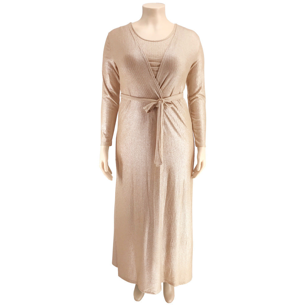 Bronzing vest wide-leg pants long coat