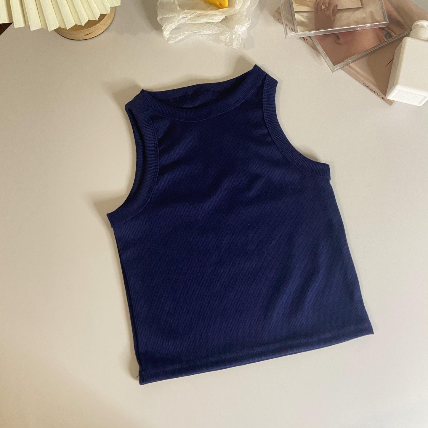 Solid Color Cropped Slim Fit Sleeveless Tank Top Women's