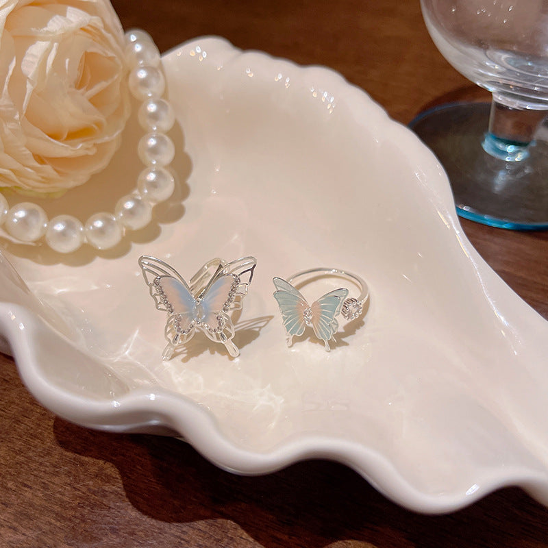 Korean Style Fairy Temperamental Colorful Butterfly Ring