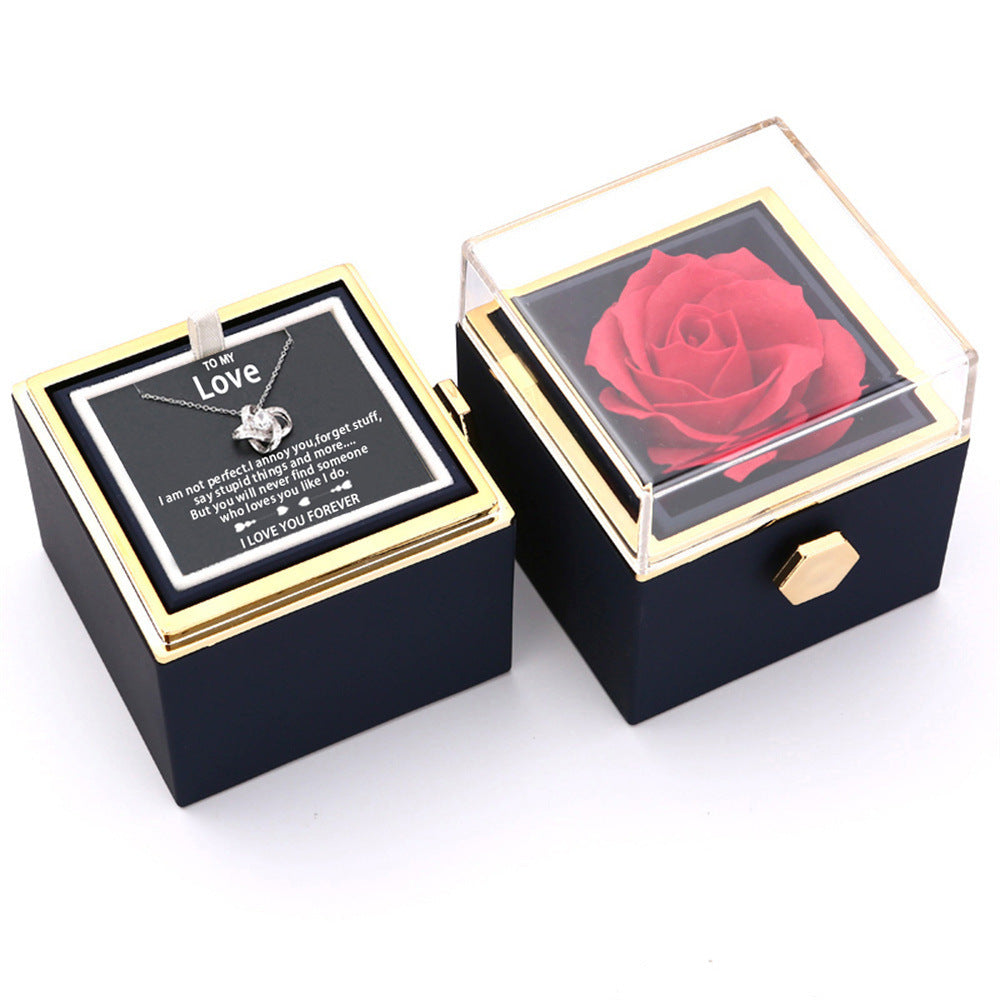 Rotating Soap Rose Jewelry Packing Box Necklace Gift Set