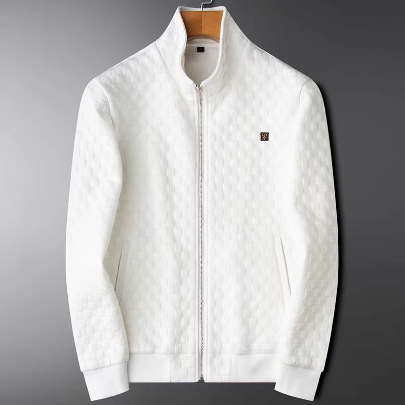 Stand Up Collar White Casual Sports Suit