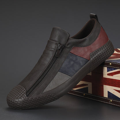 Autumn Men's New Trendy All-match Casual Shoes Flat Zipper Shoes