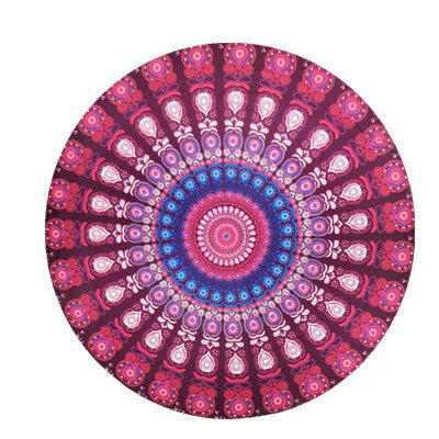 Shawl Print Mat Round Peacock Beach Towel