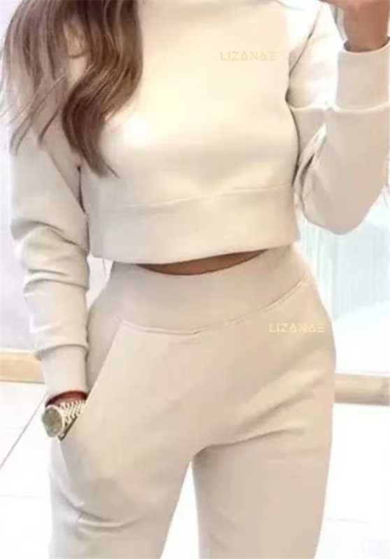 Women's Casual Turtleneck Solid Color Long-sleeved Sweater Trousers Suit