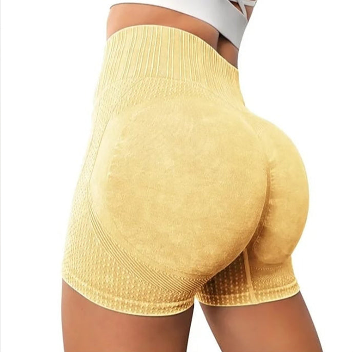 Frosted Washed Seamless High Waist Hip Lifting Yoga Shorts