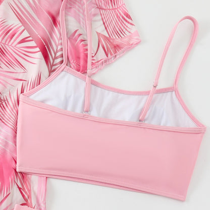 New Three-piece Set Swimsuit Women's Printed Short Sleeve Outerwear Shirt Suit