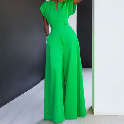 Graceful And Fashionable Solid Color High Waist Wide Leg Pants