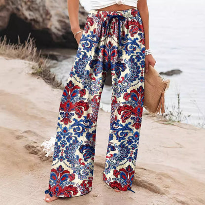 Hot Selling Wide Leg Colorful Graffiti Women's Casual Pants