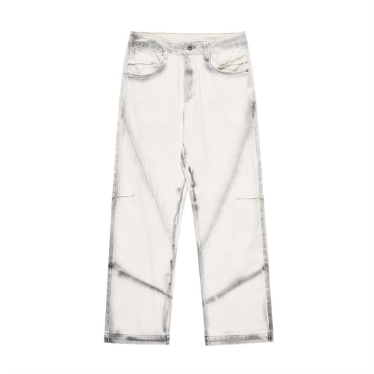 Fashion Printed Lines Straight-leg Trousers Men