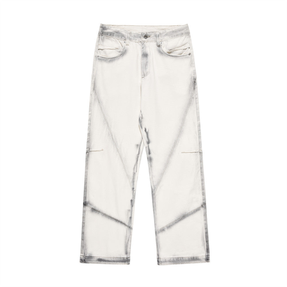 Fashion Printed Lines Straight-leg Trousers Men