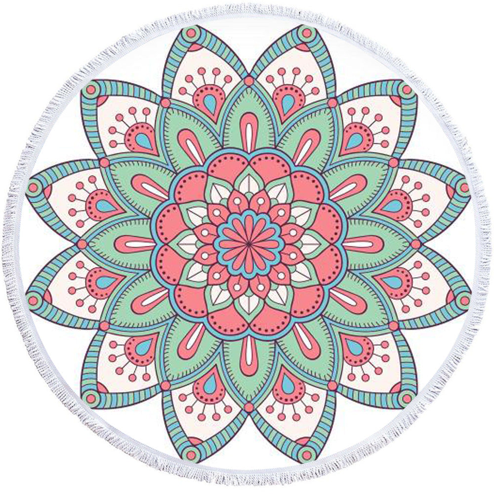 Microfiber 3D Printed Round Beach Towel