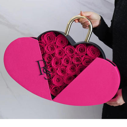 Flower Color Material Valentine's Day Lock Cylinder Gift Box Flower Love Box Heart-shaped Metal Portable