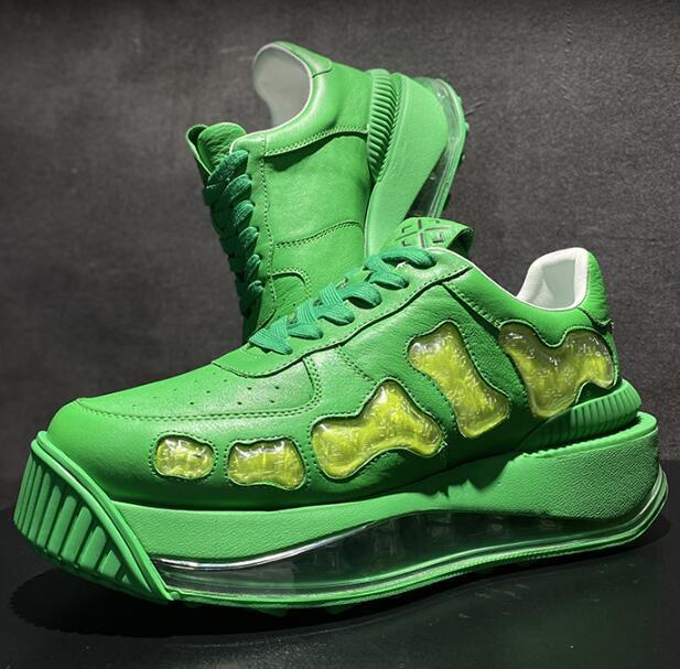 Men's Leather Breathable Casual White Platform Shoes