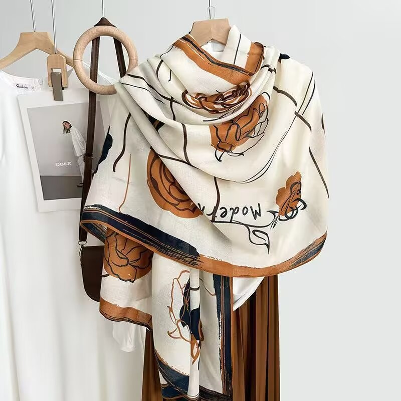 Cotton And Linen Scarf Thin And Silky Shawl Travel Sun-proof Beach Towel For Women