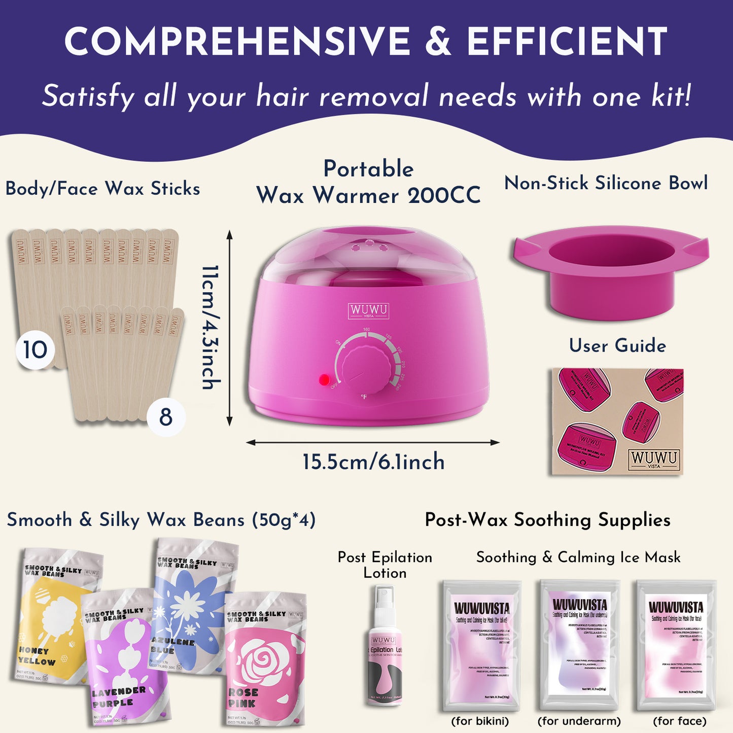 Waxing Gift Set 29pc Gold-Standard Hard Wax Kit With Wax Warmer & Beads For Full Body, Brazilian Hair Removal