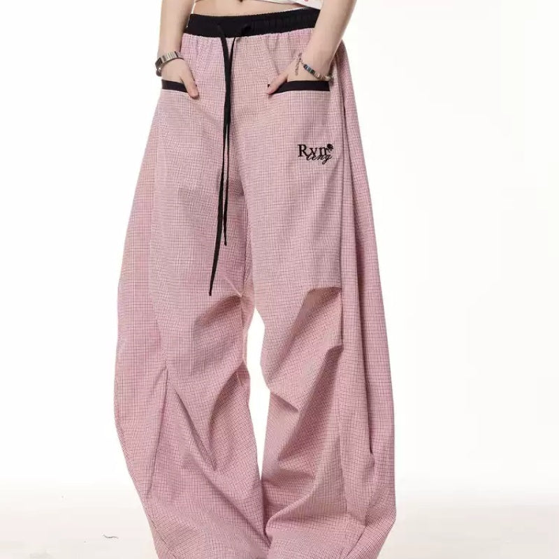 Retro Contrast Color Striped Matchet Pants Women's Summer Loose Drooping