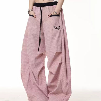 Retro Contrast Color Striped Matchet Pants Women's Summer Loose Drooping