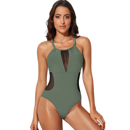 Lace Stitching One-piece Swimsuit For Women Summer