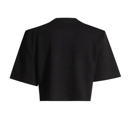 Fashion Simple Rhinestone Bow Short Sleeve T-shirt For Women