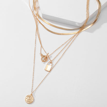 Irregular Metal Piece Chain Multi-layer Necklace