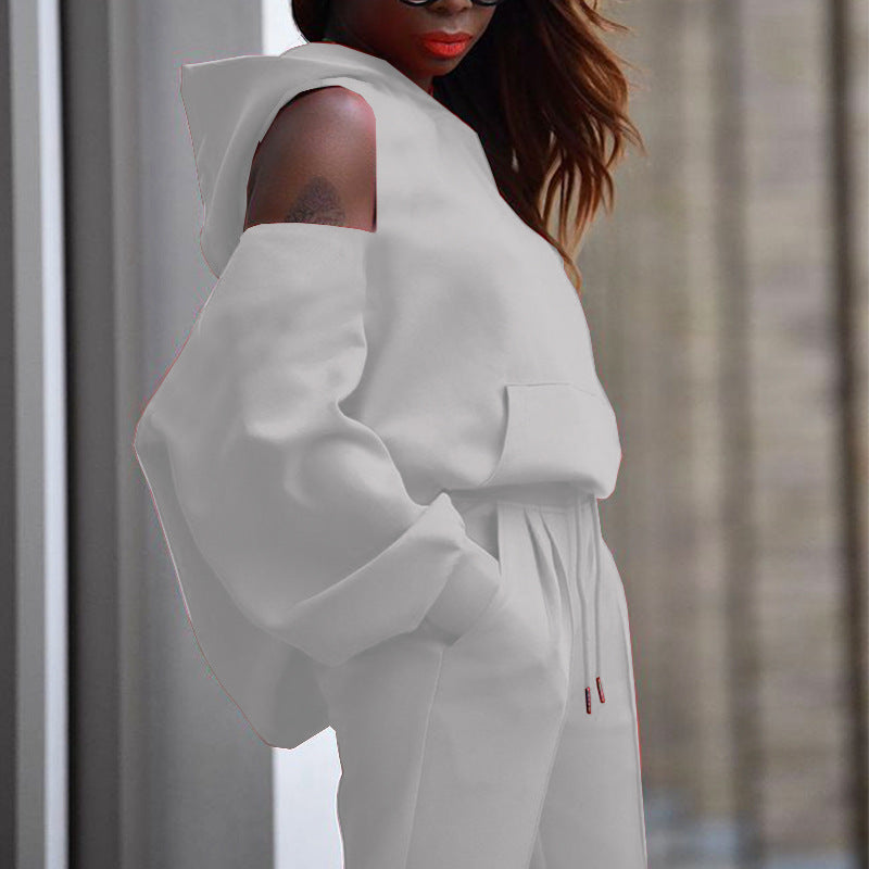 Hooded Sweater Casual Pants Suit