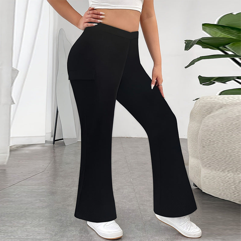 Ins European And American Fashion Slim Fit Plus Size Black Trousers