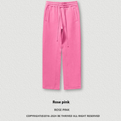 Autumn And Winter Youth Solid Color Loose Sports Pants With Thick Velvet