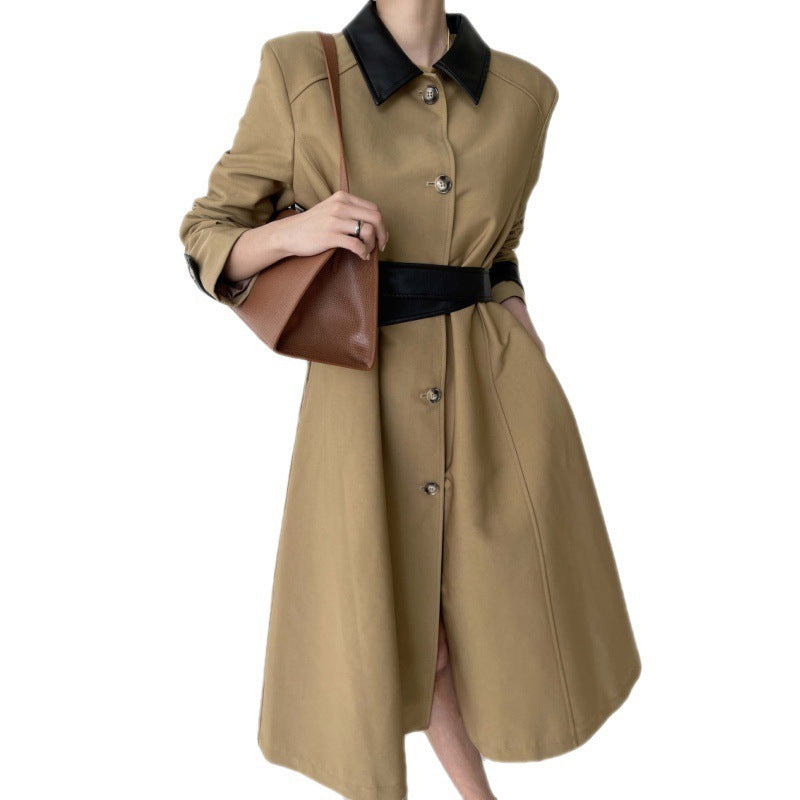 Retro Patchwork Trench Coat And Overcoat Coat