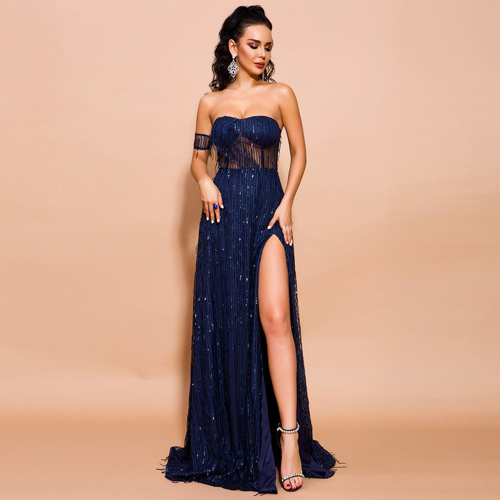 Backless fringed dress