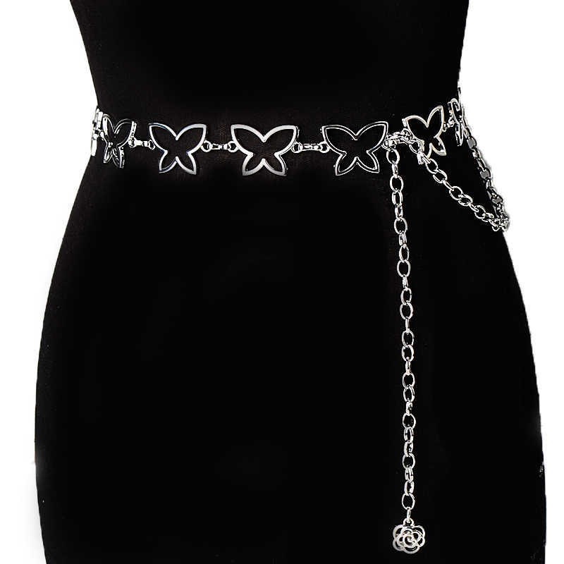 Fashionable All-match Plus Size Lengthened Metal Butterfly Waist Chain