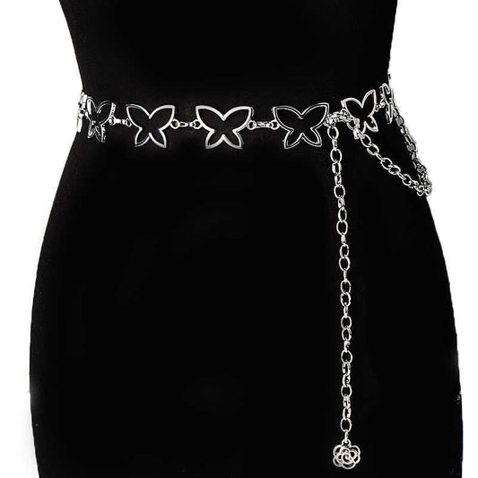 Fashionable All-match Plus Size Lengthened Metal Butterfly Waist Chain