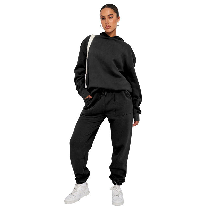 Hooded Long Sleeve Sweater Women's Clothing Fashion Casual Trousers Suit